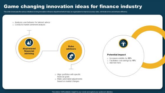 Game Changing Innovation Ideas For Finance Industry