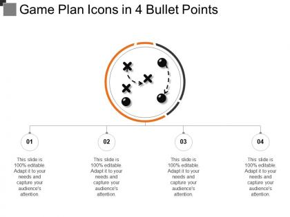 Game plan icons in 4 bullet points