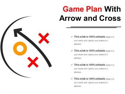 Game plan with arrow and cross