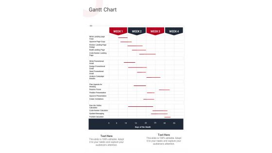 Gantt Chart Copywriting Services Proposal One Pager Sample Example Document