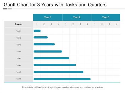 Gantt chart for 3 years with tasks and quarters