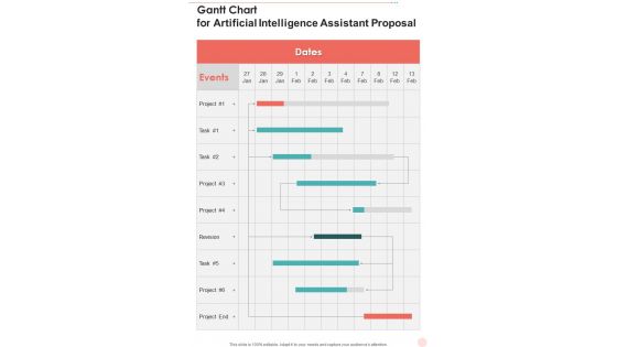Gantt Chart For Artificial Intelligence Assistant Proposal One Pager Sample Example Document
