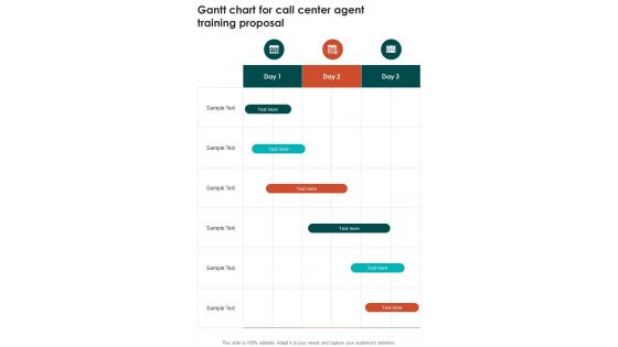 Gantt Chart For Call Center Agent Training Proposal One Pager Sample Example Document