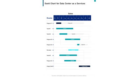 Gantt Chart For Data Center As A Services One Pager Sample Example Document