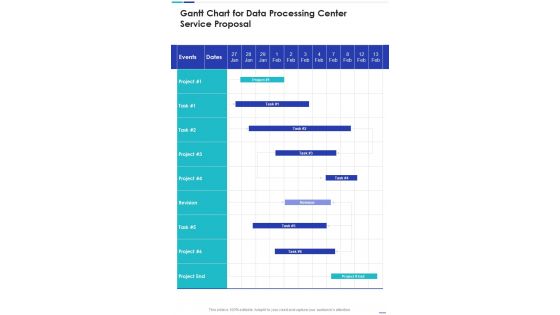 Gantt Chart For Data Processing Center Service Proposal One Pager Sample Example Document