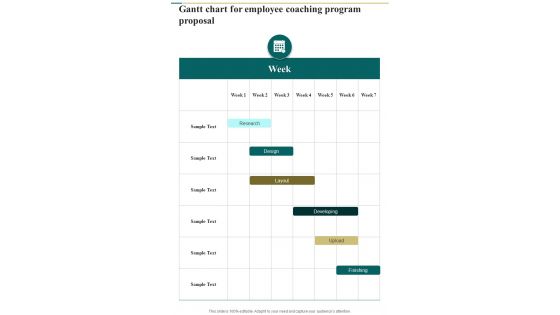 Gantt Chart For Employee Coaching Program Proposal One Pager Sample Example Document