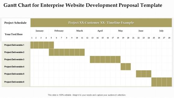 Gantt chart for enterprise website development proposal template