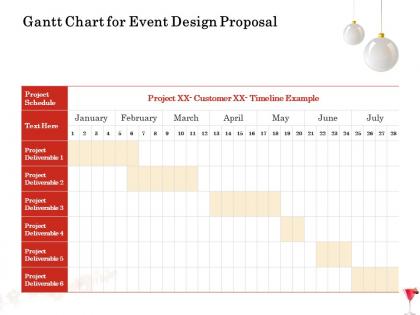 Gantt chart for event design proposal ppt powerpoint presentation gallery grid