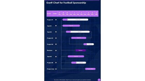 Gantt Chart For Football Sponsorship One Pager Sample Example Document