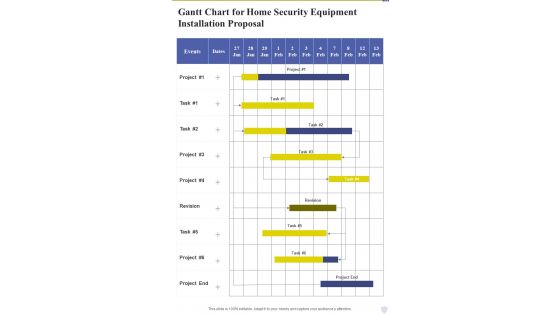Gantt Chart For Home Security Equipment Installation Proposal One Pager Sample Example Document
