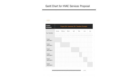 Gantt Chart For HVAC Services Proposal One Pager Sample Example Document