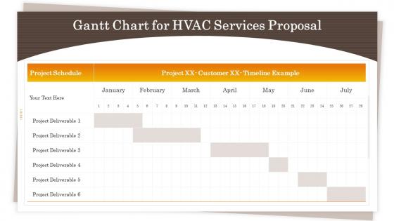 Gantt chart for hvac services proposal ppt slides template