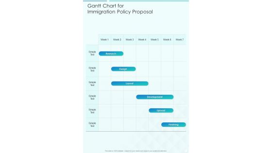 Gantt Chart For Immigration Policy Proposal One Pager Sample Example Document