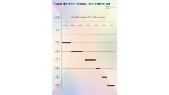 Gantt Chart For Informal Debt Settlement One Pager Sample Example Document