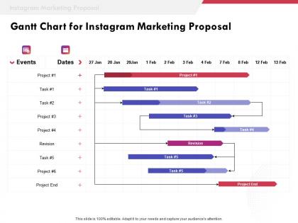 Gantt chart for instagram marketing proposal ppt powerpoint presentation slide download