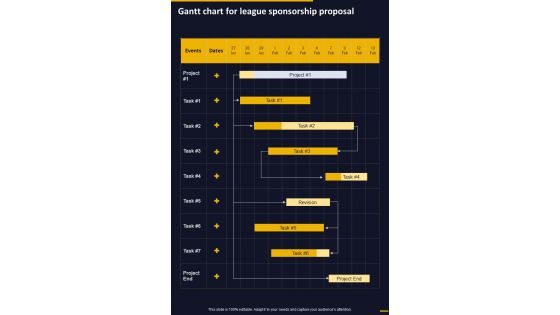 Gantt Chart For League Sponsorship Proposal One Pager Sample Example Document