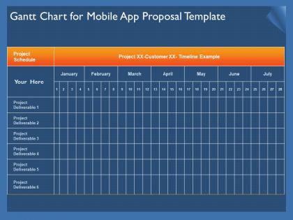Gantt chart for mobile app proposal template ppt powerpoint outline