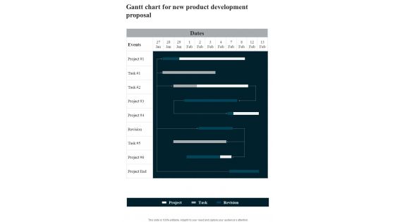 Gantt Chart For New Product Development Proposal One Pager Sample Example Document