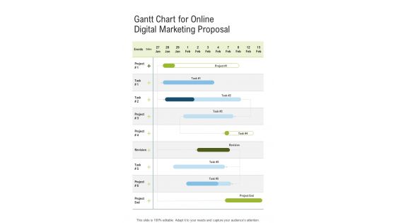 Gantt Chart For Online Digital Marketing Proposal One Pager Sample Example Document