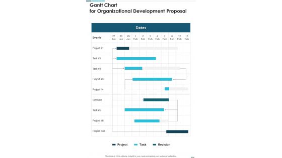 Gantt Chart For Organizational Development Proposal One Pager Sample Example Document