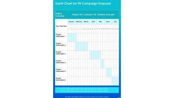Gantt Chart For PR Campaign Proposal One Pager Sample Example Document