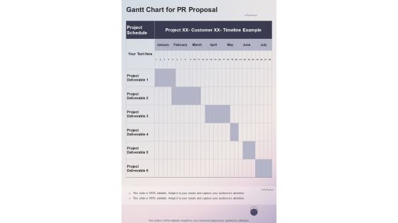 Gantt Chart For Pr Proposal One Pager Sample Example Document