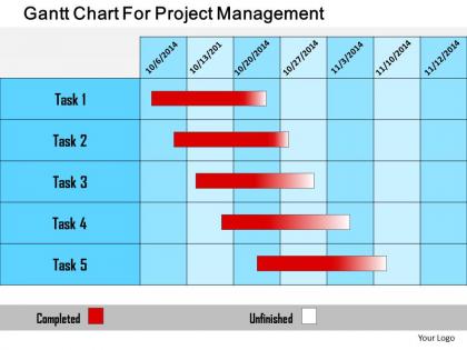Gantt chart for project management flat powerpoint design