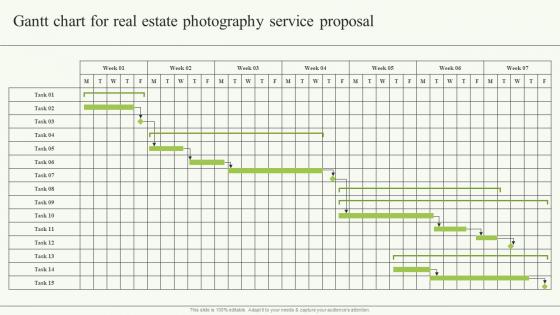 Gantt Chart For Real Estate Photography Service Proposal Ppt Slides Example