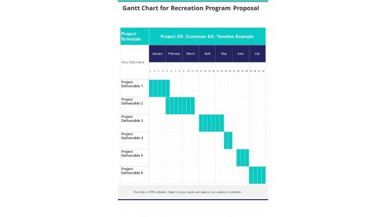 Gantt Chart For Recreation Program Proposal One Pager Sample Example Document