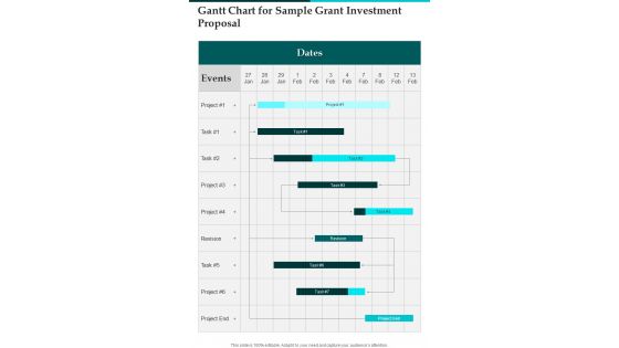 Gantt Chart For Sample Grant Investment Proposal One Pager Sample Example Document