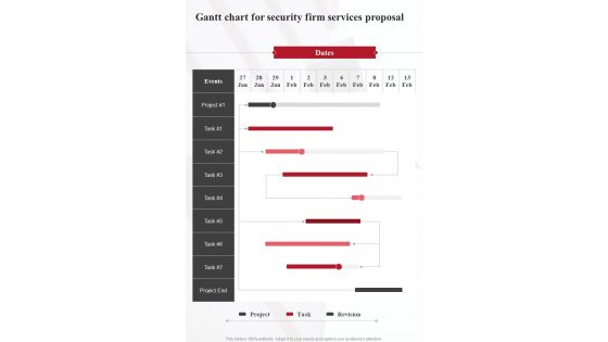 Gantt Chart For Security Firm Services Proposal One Pager Sample Example Document