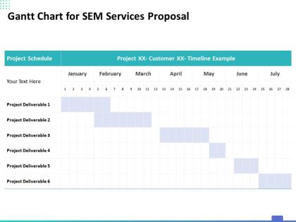 Gantt chart for sem services proposal ppt powerpoint presentation gallery slide