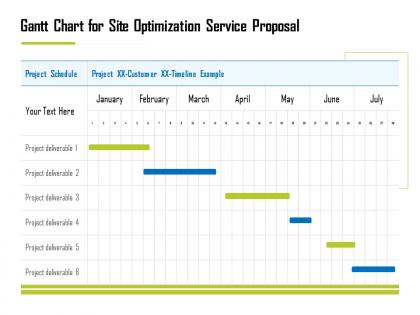 Gantt chart for site optimization service proposal ppt demonstration