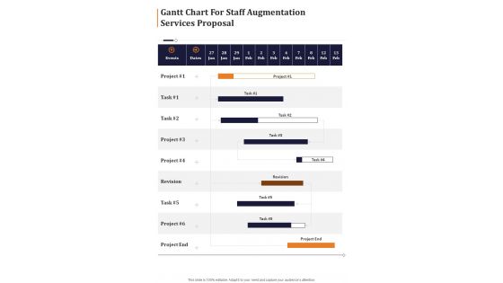 Gantt Chart For Staff Augmentation Services Proposal One Pager Sample Example Document