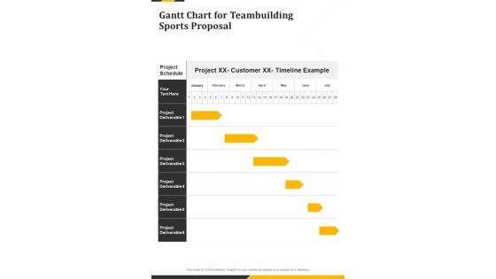 Gantt Chart For Teambuilding Sports Proposal One Pager Sample Example Document