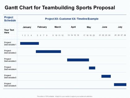 Gantt chart for teambuilding sports proposal ppt powerpoint presentation styles influencers