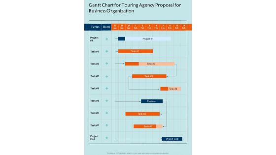 Gantt Chart For Touring Agency Proposal For Business Organization One Pager Sample Example Document