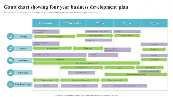 Gantt Chart Showing Four Year Business Development Plan
