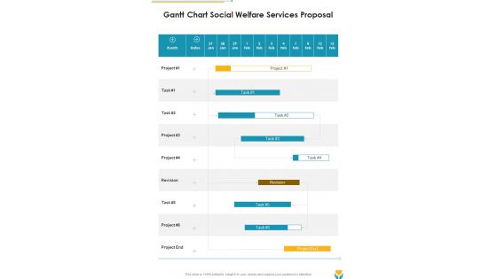 Gantt Chart Social Welfare Services Proposal One Pager Sample Example Document