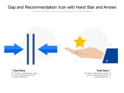 Gap and recommendation icon with hand star and arrows