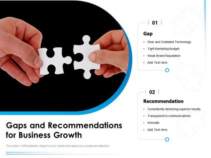 Gaps and recommendations for business growth