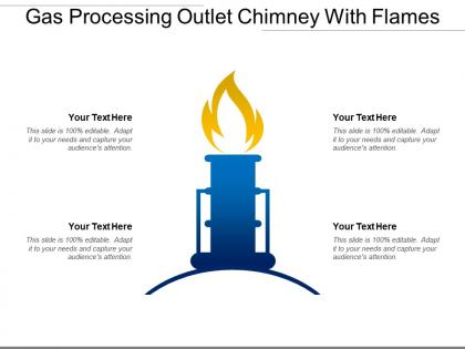 Gas processing outlet chimney with flames