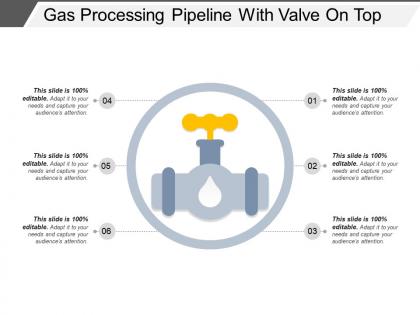 Gas processing pipeline with valve on top