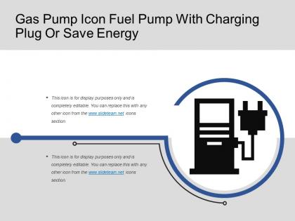 Gas pump icon fuel pump with charging plug or save energy