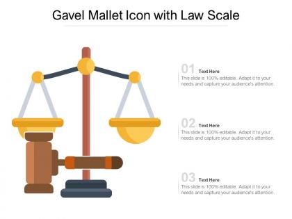 Gavel mallet icon with law scale
