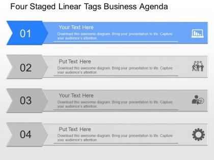 Gb four staged linear tags business agenda powerpoint template