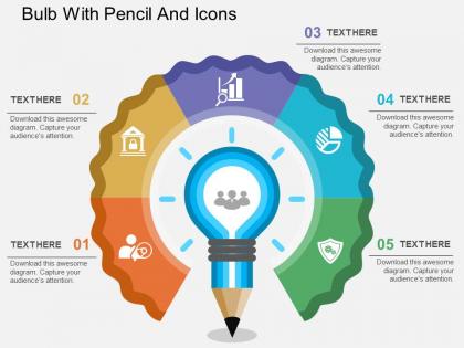 Gc bulb with pencil and icons flat powerpoint design