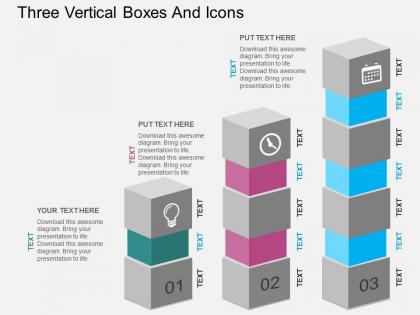Gd three vertical boxes and icons flat powerpoint design
