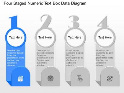 Ge four staged numeric text box data diagram powerpoint template