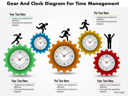 Gear and clock diagram for time management powerpoint template